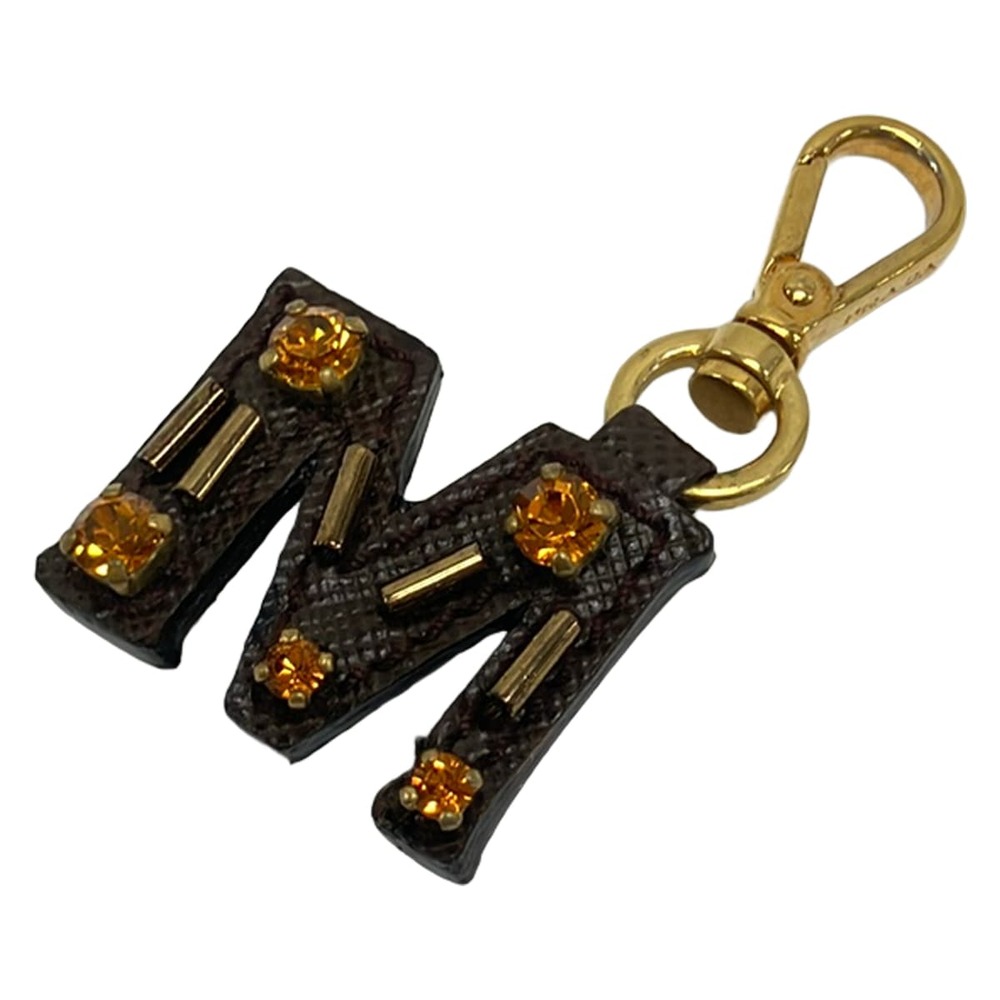Prada Bag Charm Dark Brown Orange Gold